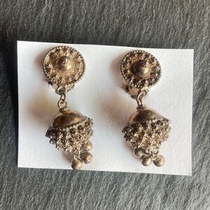 Etruscan style silver clip on earrings, vintage